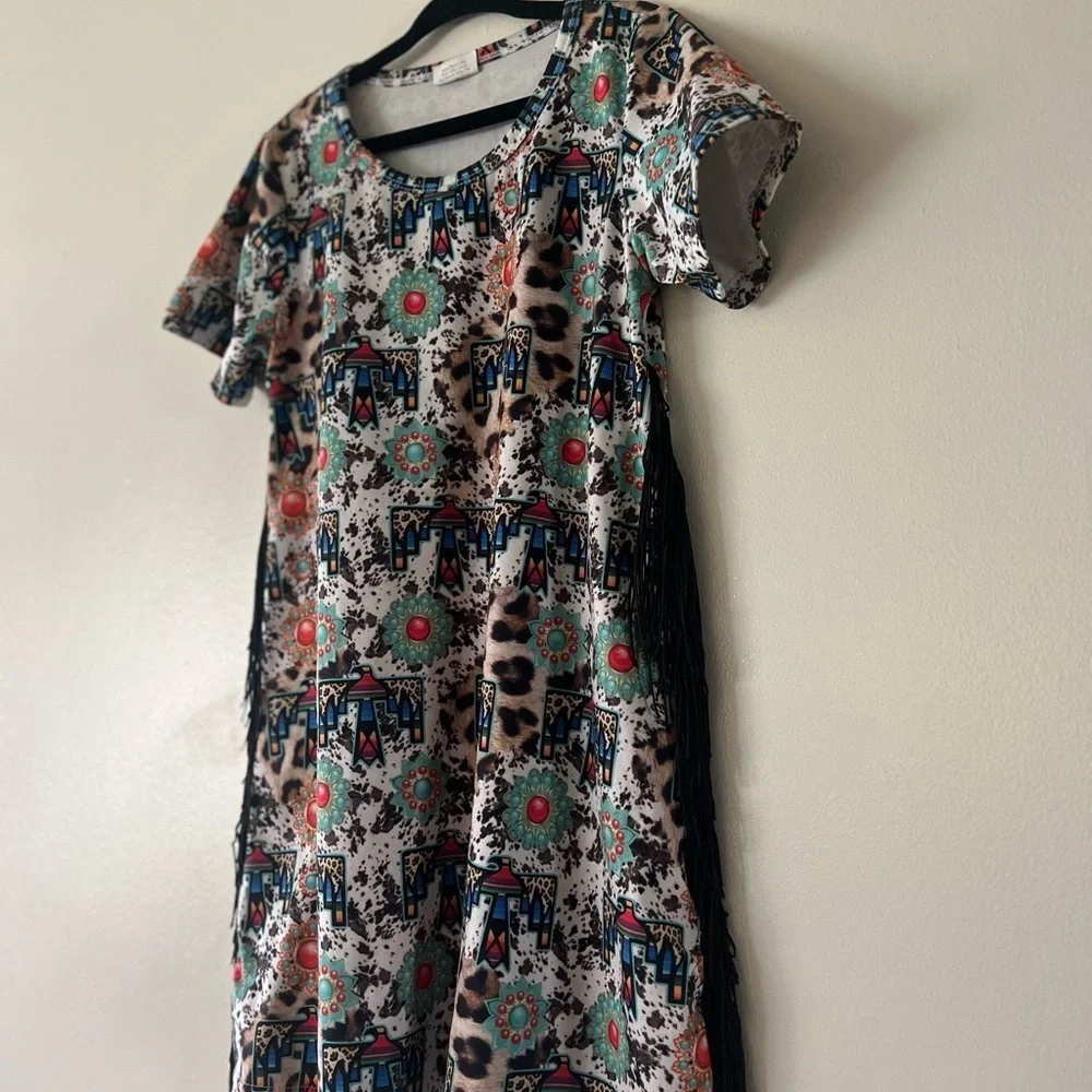Western Patterned Kids Casual Dress